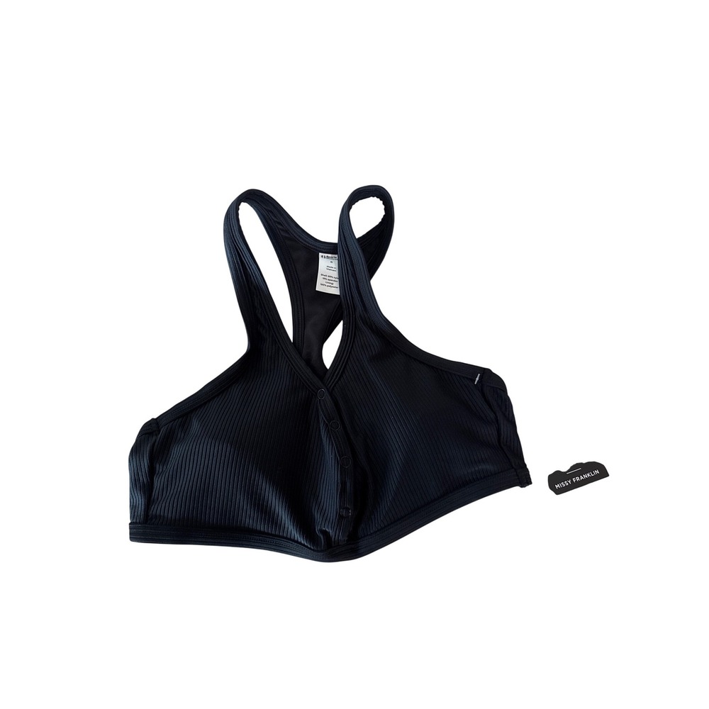 Sports Illustrated Missy Franklin‎ Ribbed Bikini Top Black High Neck Racerback S